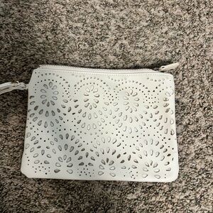 Under One Sky White Laser-Cut Clutch Wristlet